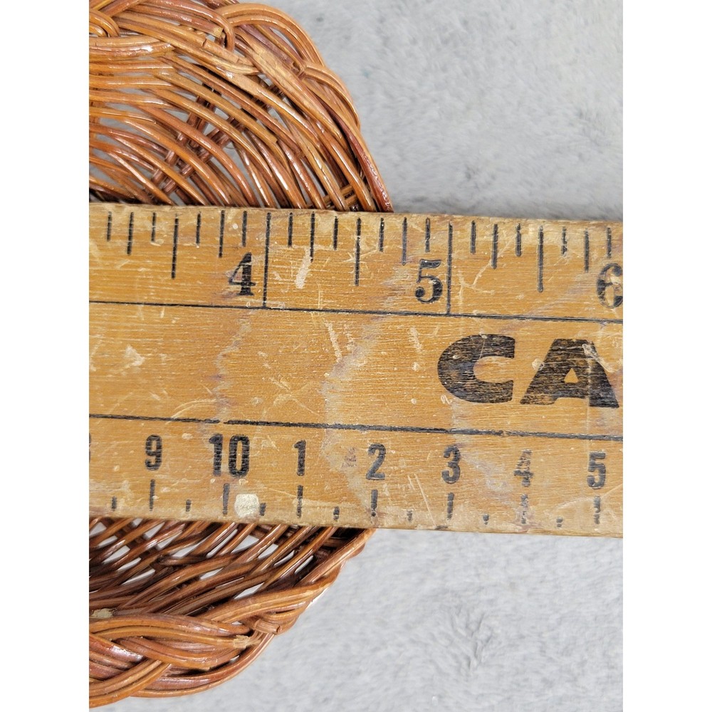 Small Wicker Basket Decorative Handle Farmhouse Rustic Tabletop Decor