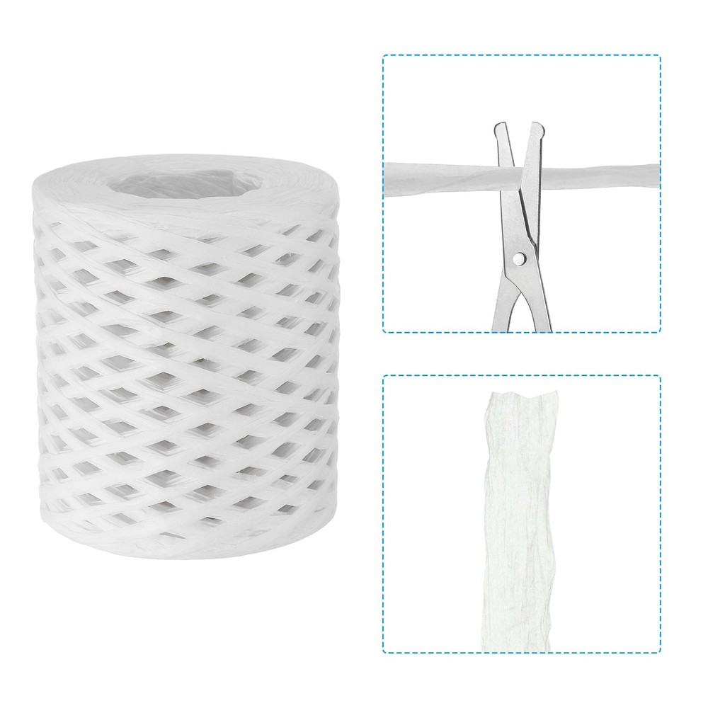 Raffia Ribbon, Natural Raffia String with Scissor, White, 218 Yards
