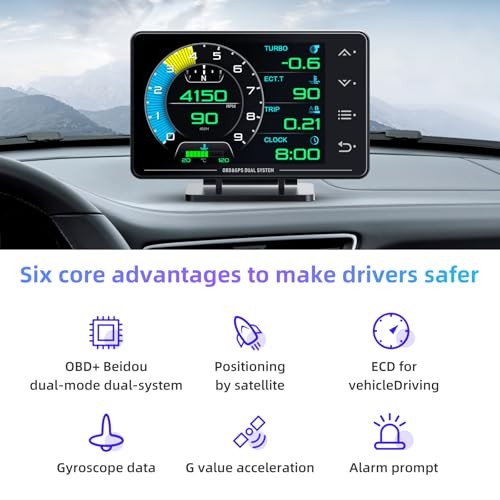 Obd2 Gauge Display Heads Up Display 4.3-inch TFT LCD Screen Multi-Function