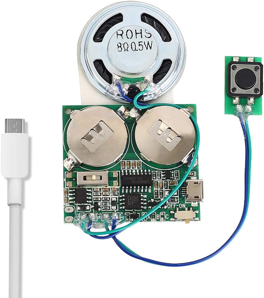 Recordable Sound Module,  8M USB Programmable Sound Chip with Speaker, Push Butt