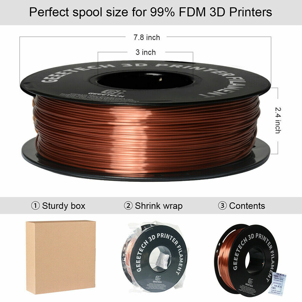 Geeetech Transparent PLA Filament Silk copper 1.75mm for 3D Printer Consumables