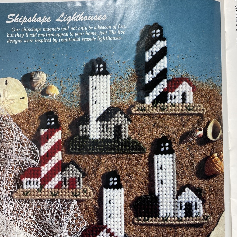 Plastic Canvas Corner Magazine July 1993 Needlepoint Patterns-summer-lighthouse