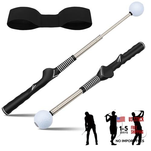 Retractable Golf Swing Training Aid - Portable Grip Trainer with Click