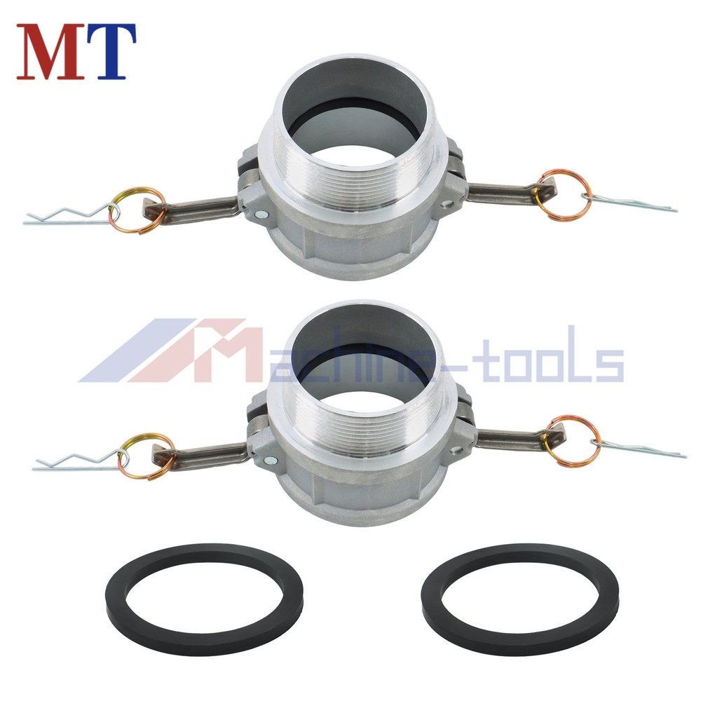 2PCS 3" Type B Cam Fitting Set - Plug, NPT Male & Gaskets Aluminum