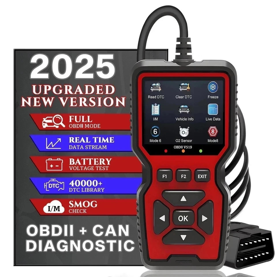 Professional OBD2 V519 Scanner - 2025 Upgraded OBDII + CAN Code Reader