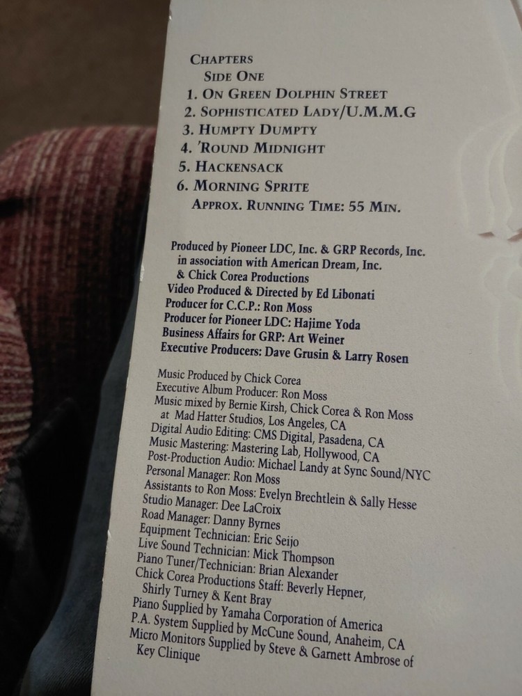 Alive Chick Corea Akoustic Band Laserdisc VG