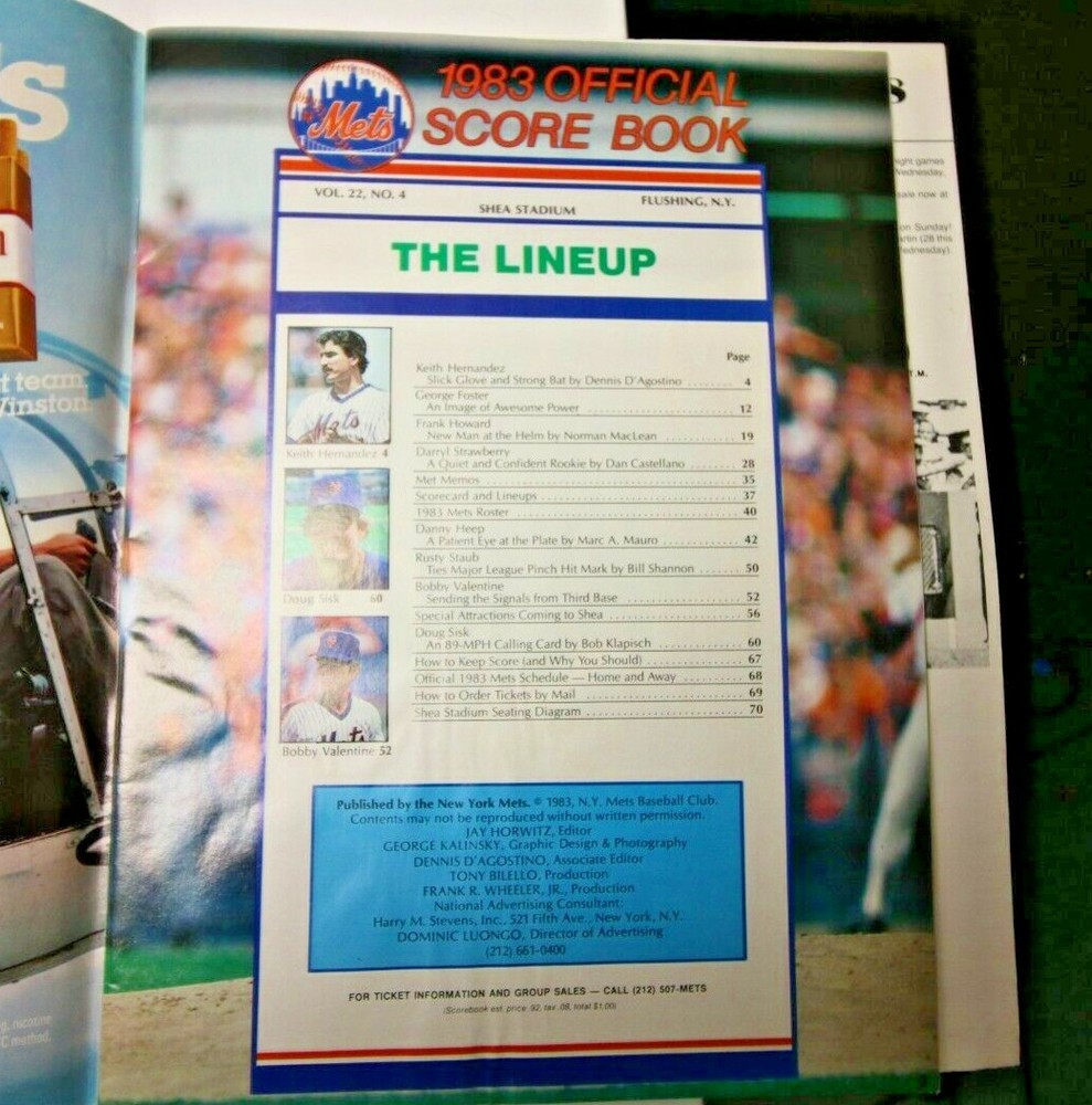 1983 NEW YORK METS MLB PROGRAM VS SAN FRANCISCO GIANTS GOOD CONDITION BASEBALL
