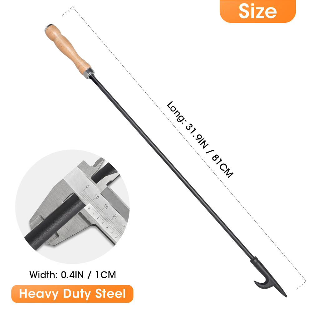 Heavy Duty 32" Long Fire Poker Stick Fireplace Fire Pit Campfire Hook Tools US