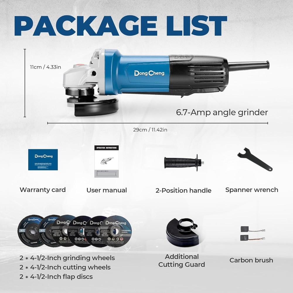 Versatile 800W Electric Angle Grinder - Includes Cutting Discs & Flap Discs