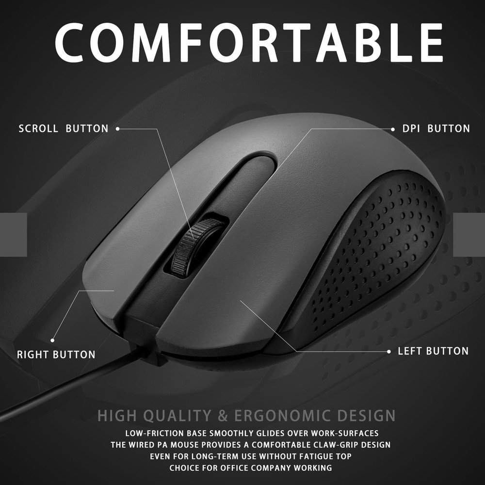 30 Pack USB Wired Mouse 3 Button Corded Computer Mice Bulk USB Mouse for PC D...