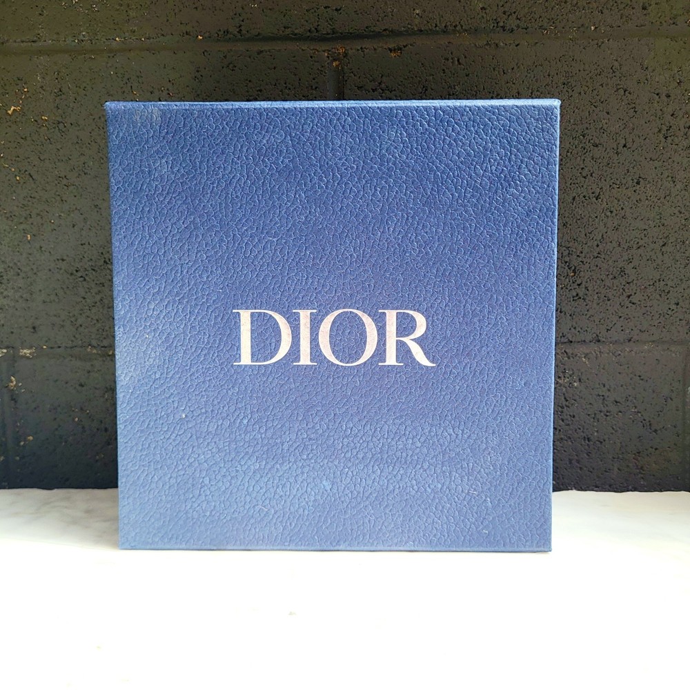 DIOR Foldable Gift Box Navy and Silver 8.25" x 8.5" x 3.5"