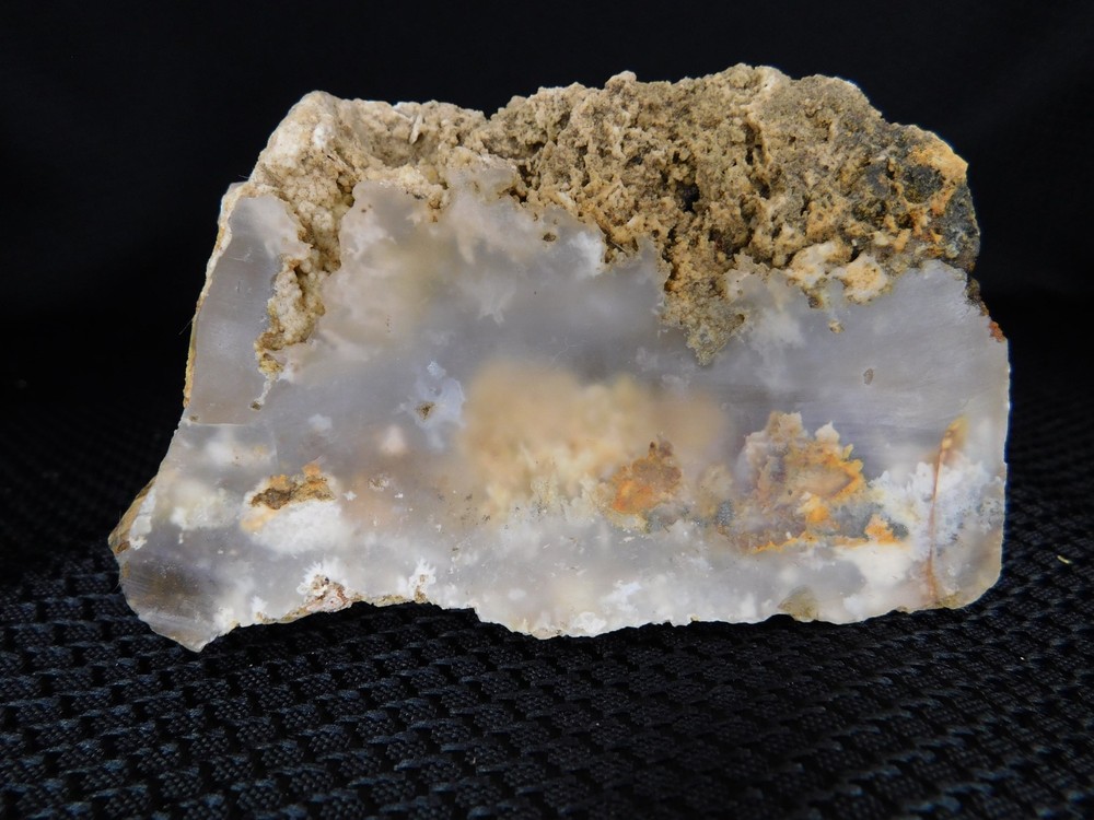 Yellow, White and Grey Plume Agate Cut 315 grams