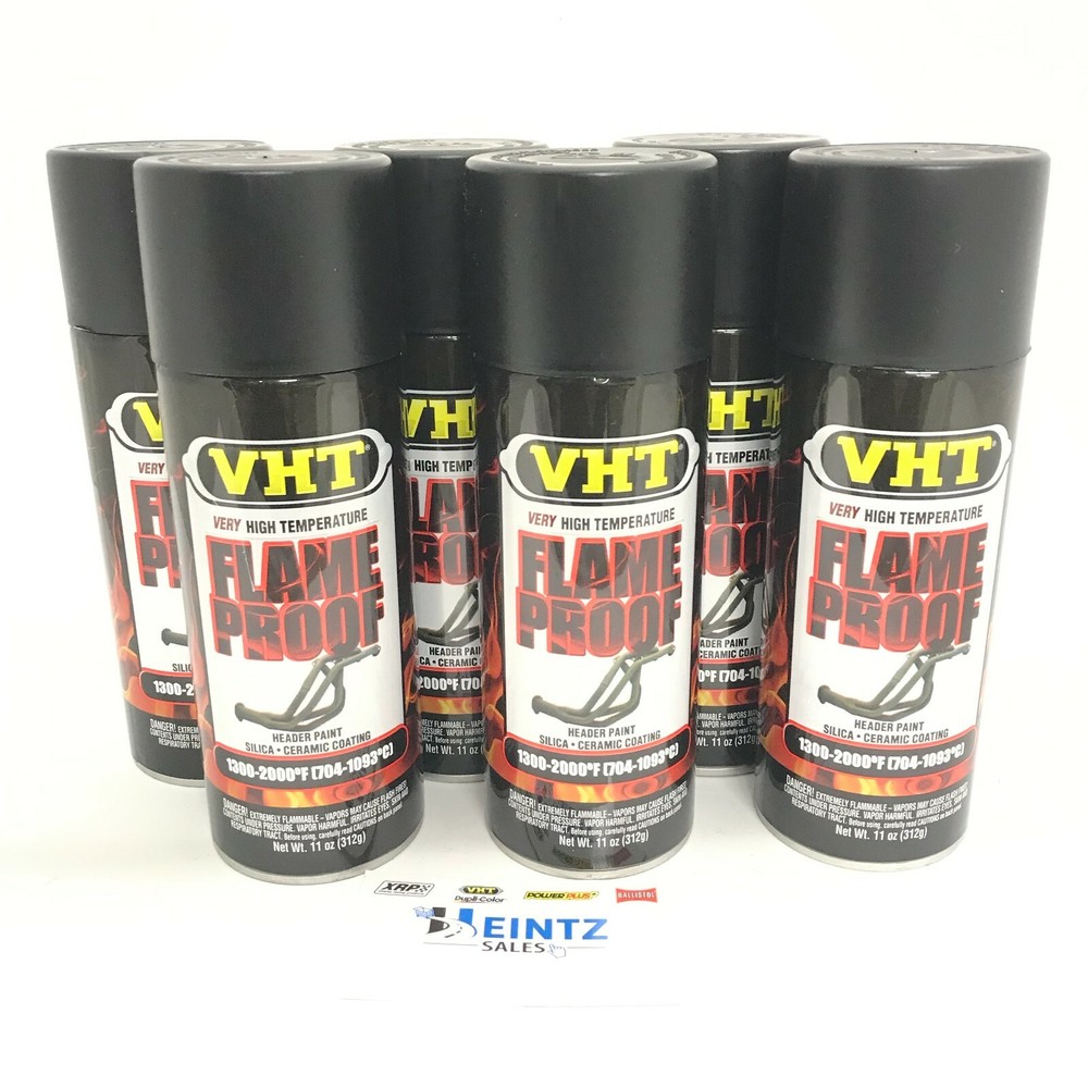 VHT SP102-6 PACK FLAT BLACK High Temperature Flame Proof Header Paint - 11 oz