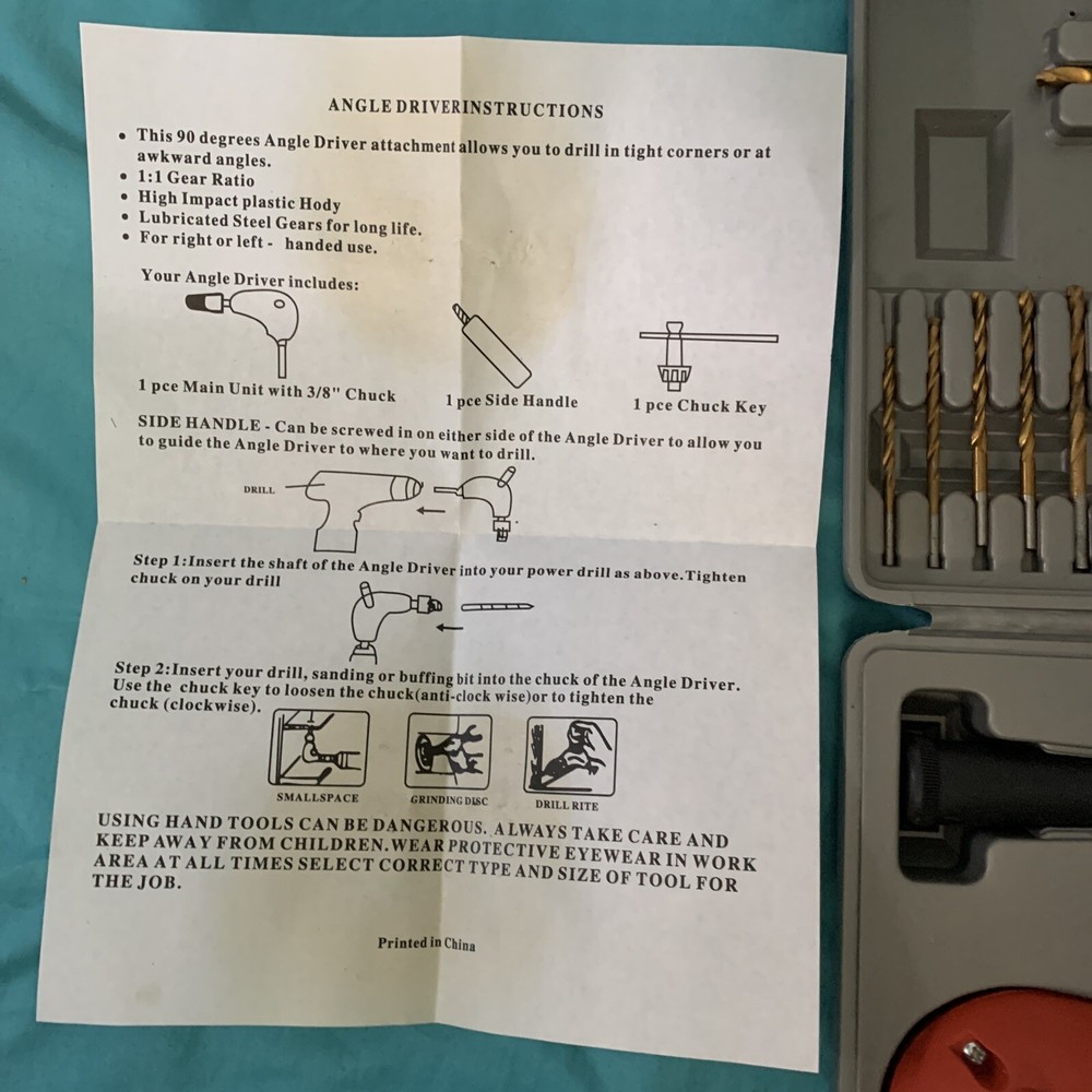 Black Rock Tools Right Angle Mini Driller Set With 11 Drill Bits, Screws,Etc