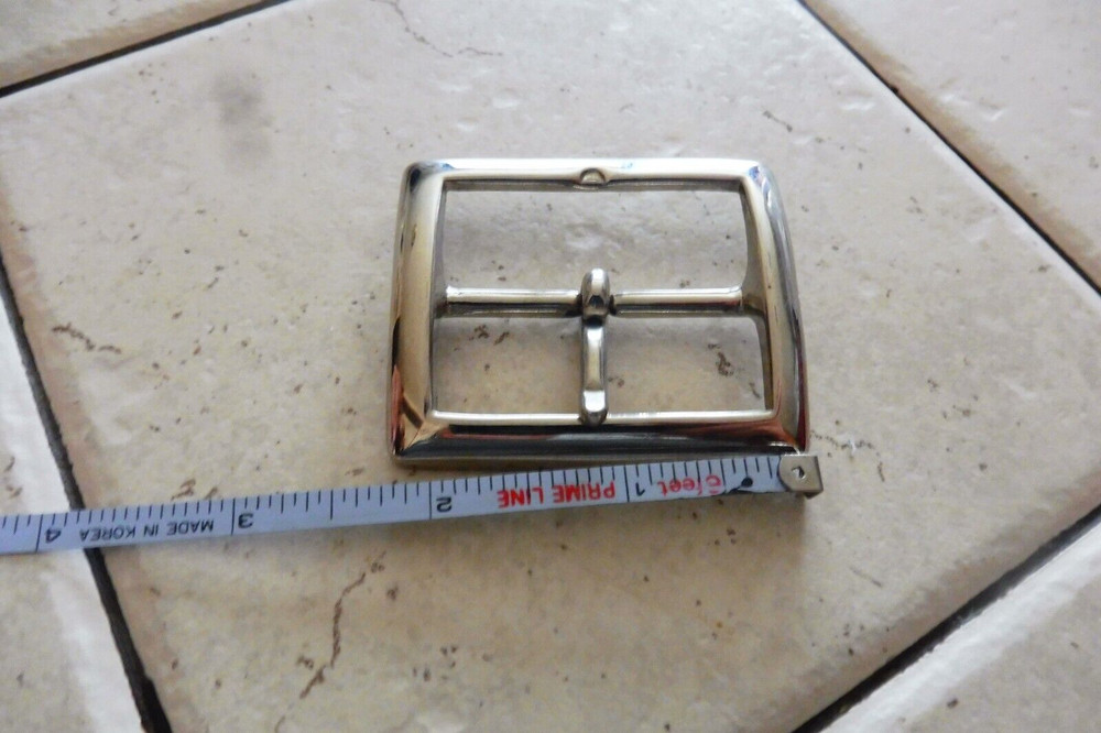 VINTAGE NOS JAY PEE SOLID BRASS CHROMED 1 3/4" REPLACEMENT SILVER BELT BUCKLE