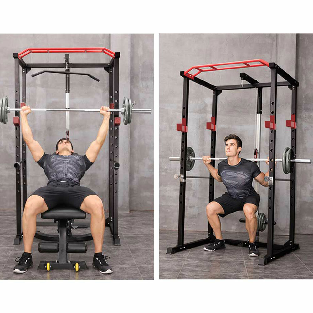 IFAST Power Cage Pullup Squat Rack 1000Lb Capacity Barbell Rack Weight Bench Set