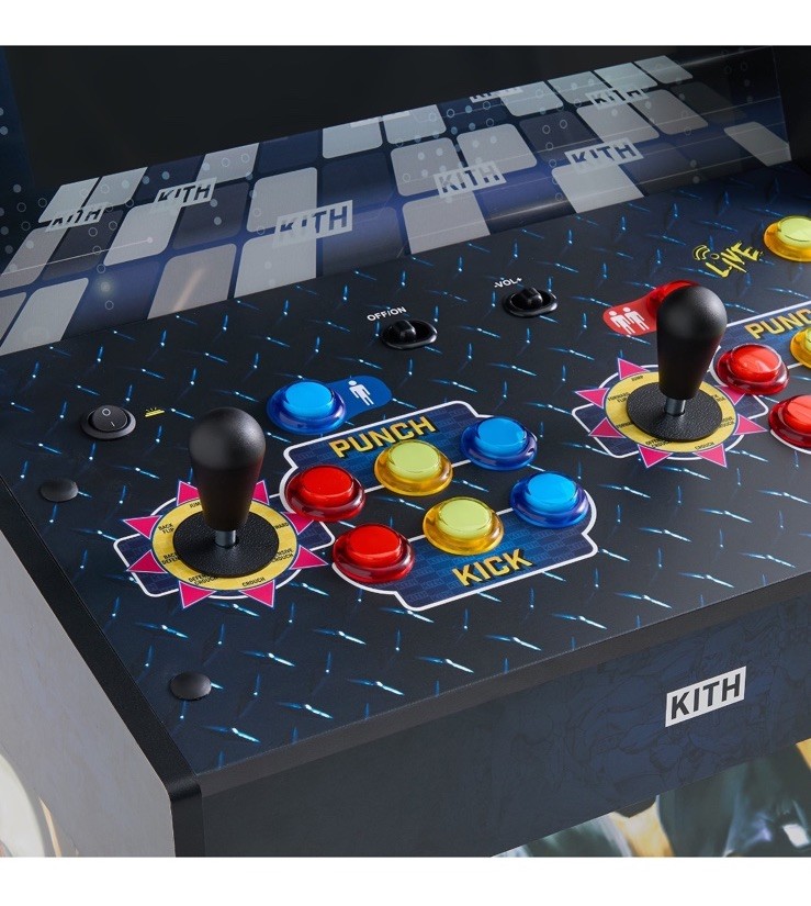 KITH FOR ARCADE1UP MARVEL VS CAPCOM 2 ARCADE W/ STOOL & GAMES IN HAND