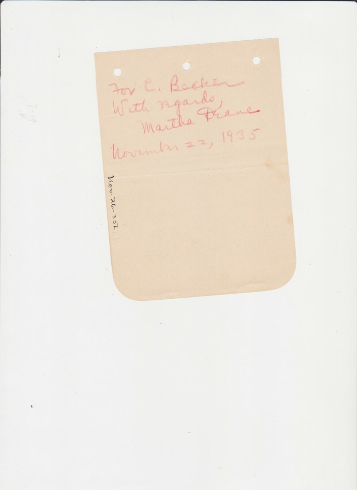MARTHA DRANE AUTOGRAPH ON ALBUM PAGE