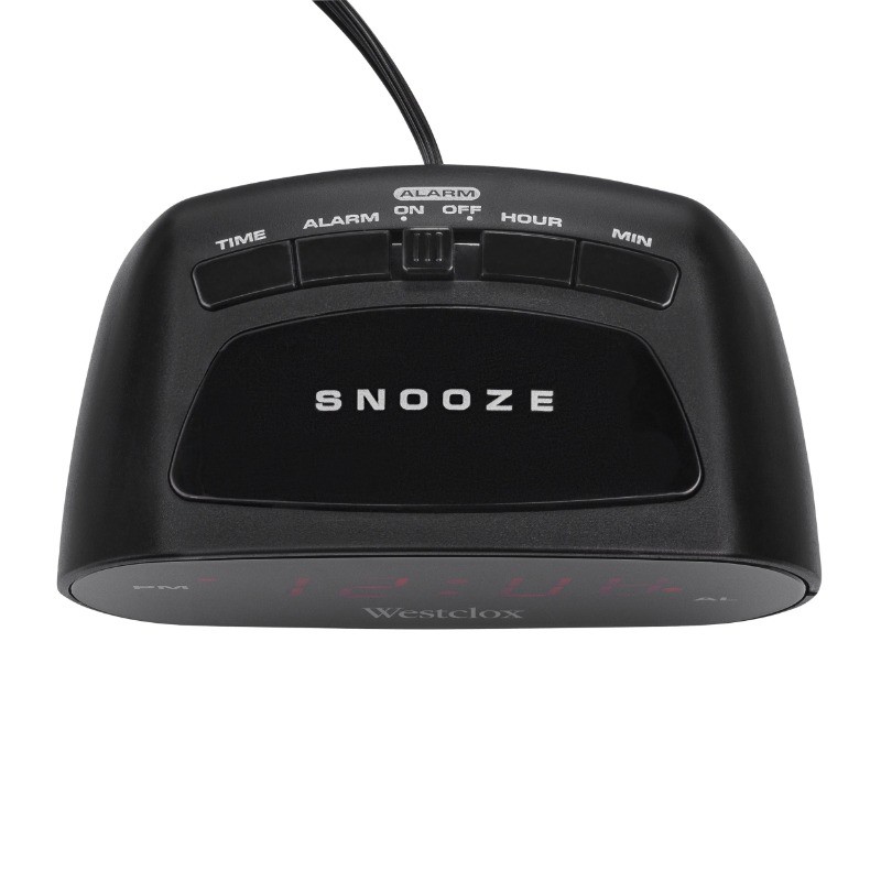 Westclox Basic Black LED Bedside or Desk Alarm Clock with Adjustable Volume