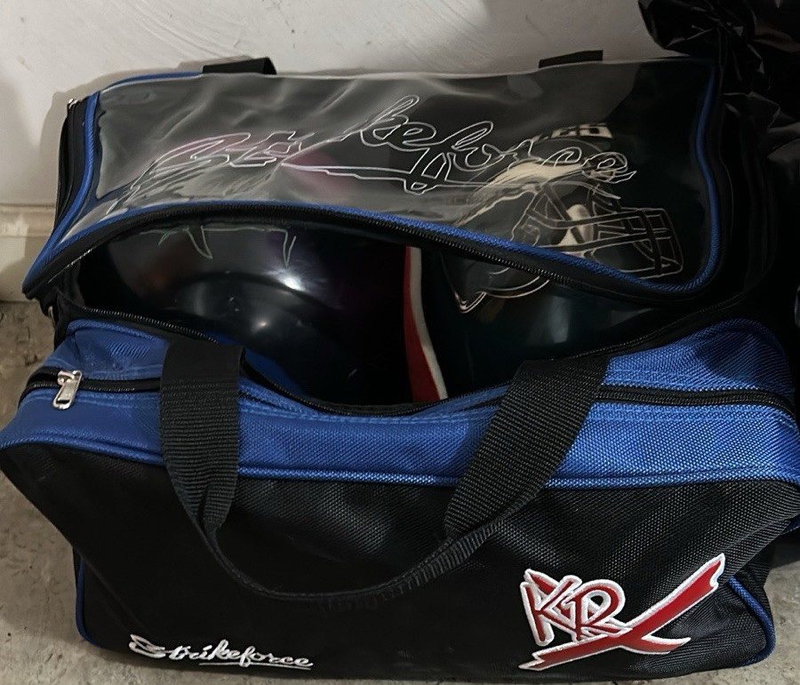 KR Strikeforce Strikeforce 2-Ball Polyester Bowling Bag Black Blue Carry Handle