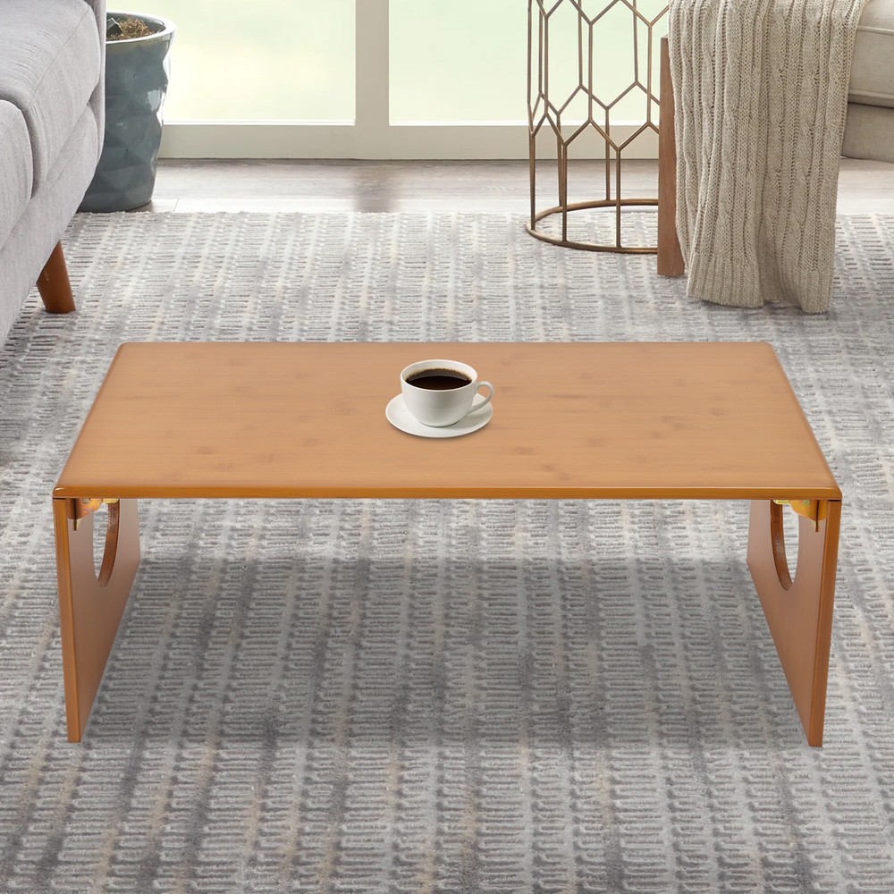 Folding Floor Coffee Table Brown Low Coffee Table Bamboo Portable Coffee Table