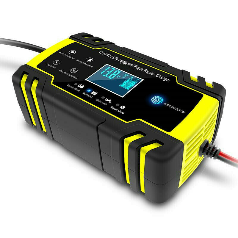 Motorcycle Automatic Battery Charger Intelligent Fast Power Charging LCD Display