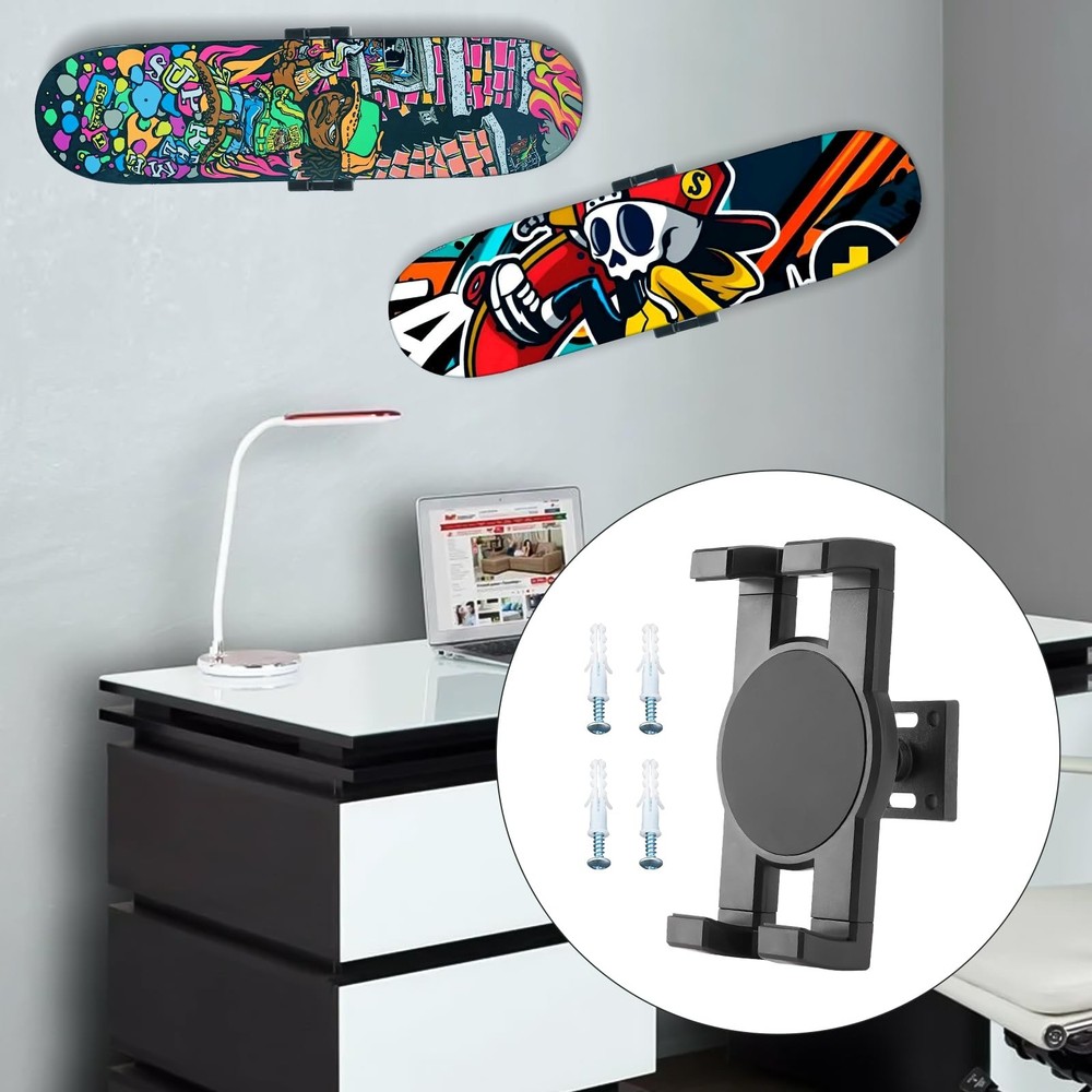 YIBEICO 2pc Skateboard Wall Mount Hanger 360° Rotating Display Rack Deck
