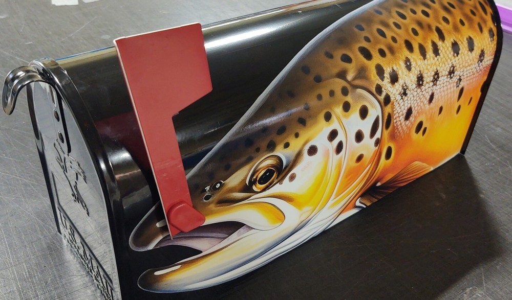 Brown Trout sticker wrap cover graphics for mailbox