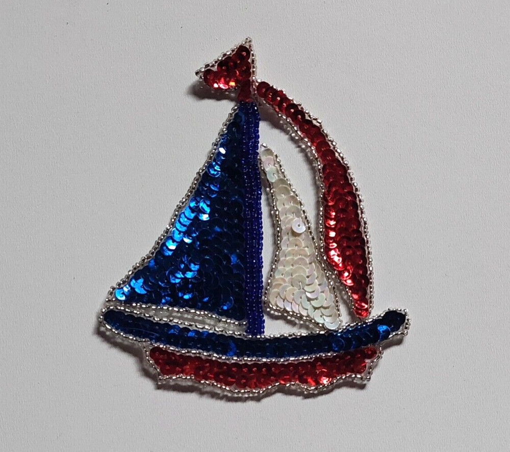 Sailboat Applique Patch  med. size