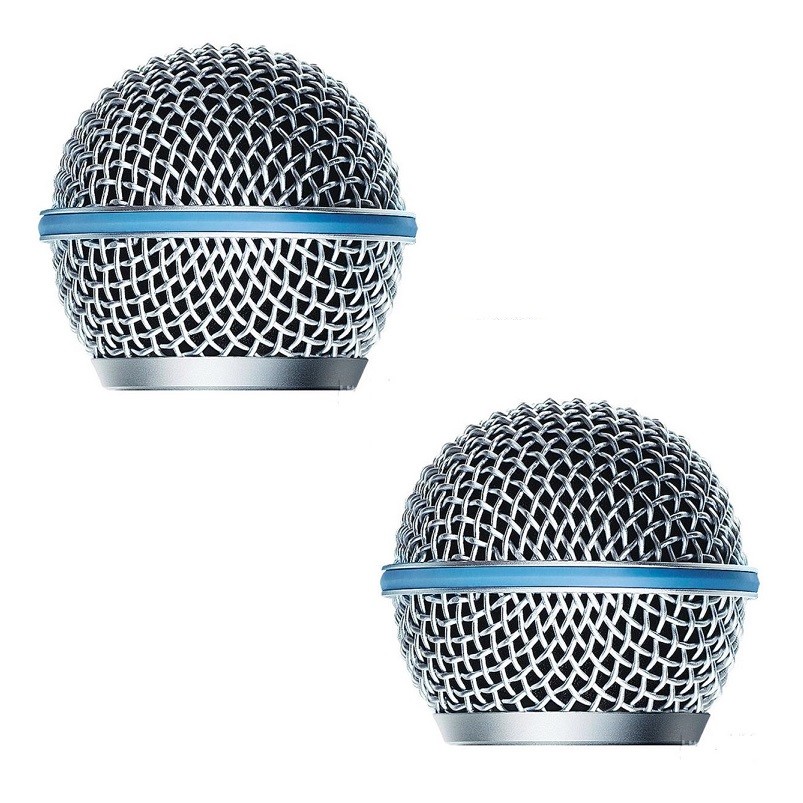 2 Pack Microphone Grille for SHURE Beta 58A Vocal Microphone Dynamic W Blue Ring