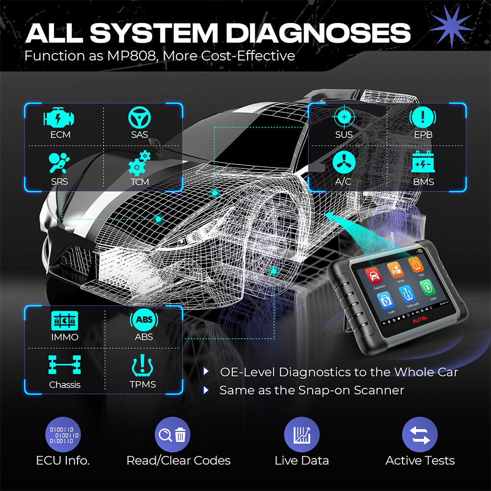 Autel MK808S-TS Bluetooth OBD2 Diagnostic Scanner TPMS Programming KEY Coding