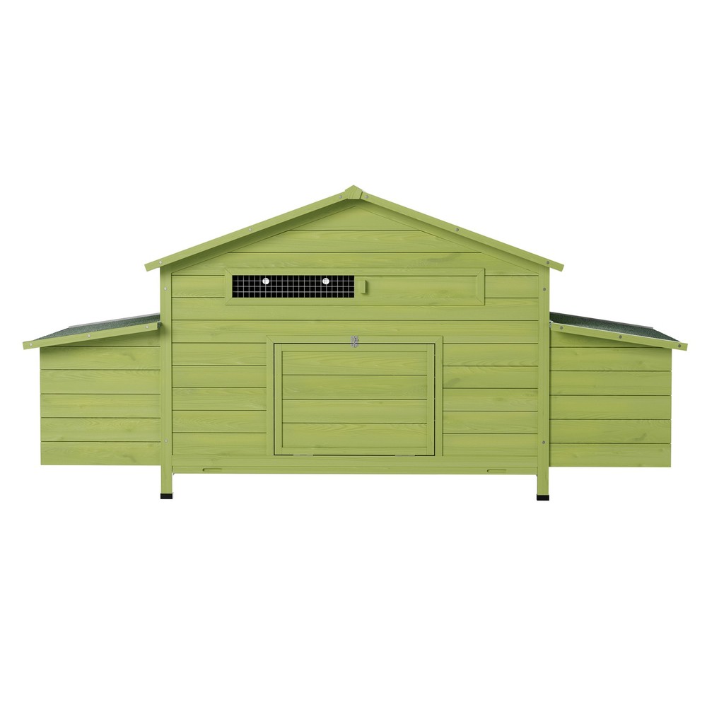 11.12 ft² Wooden Chicken Coop 2 Free-Range Doors 2 Nesting Boxes & Perch