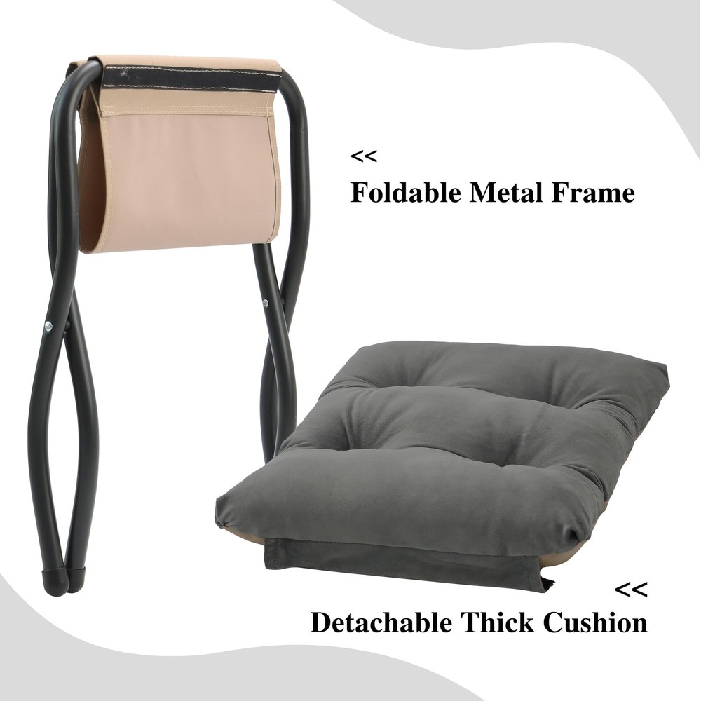 Mordchil HF 15"(H) Folding Ottoman, Foldable Footrest Stool, Small, Dark Grey