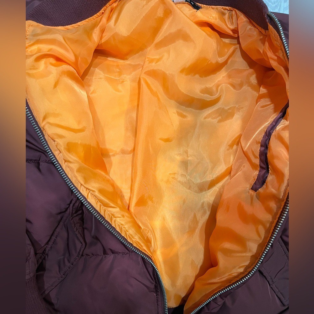 PacSun burgundy Bomber Jacket with Orange Lining