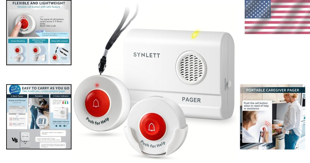 Elderly Call Button with 500ft Range - Wireless Pager Alert System & Receiver