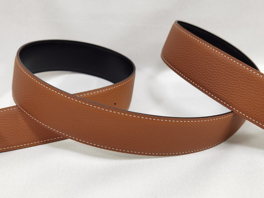 42mm Belt Reversible Leather Luxury Customized Belt Strap Tan Togo/Black Box