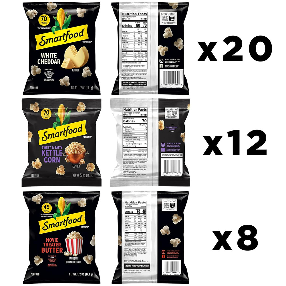 Popcorn, Variety Pack, 0.5 Ounce (Pack of 40)