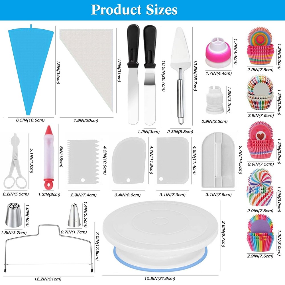 475pcs Complete Cake Decorating Kit, Cake Decorating Tools with Rotating Cake