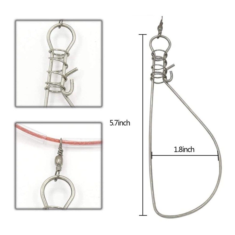 Stainless Steel Fish Stringer Clip with Float and Plastic Handle - Big 5m