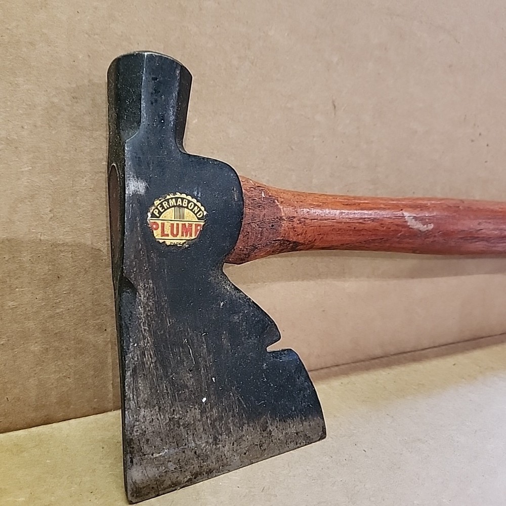 Vintage Plumb Permabond Carpenter  Hatchet Half Hammer Axe Red Handle