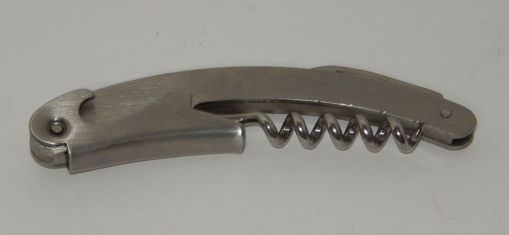 Flat Handle Waiters Corkscrew Wine & Bottle Cap Opener with Foil Cutter