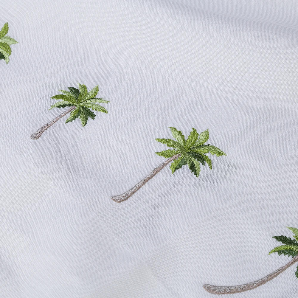 Serenk Palm Tree Linen Tablecloth White 155x250cm