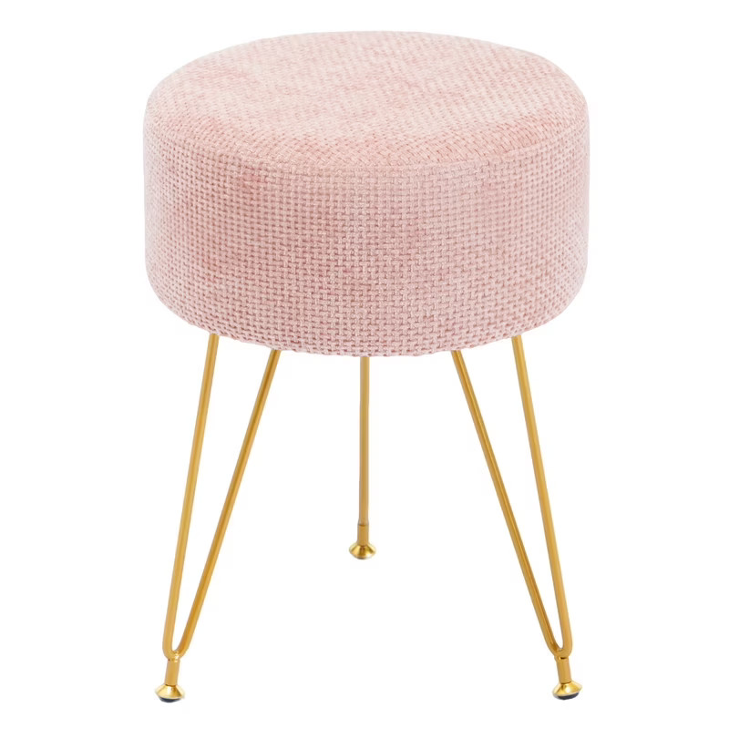 Gianna Round Ottoman, Makeup Cute Soft Small Footstool