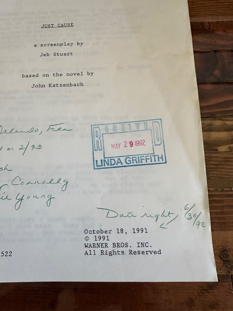 JUST CAUSE SEAN CONNERY KATE CAPSHAW MOVIE ORIGINAL SCREENPLAY SCRIPT