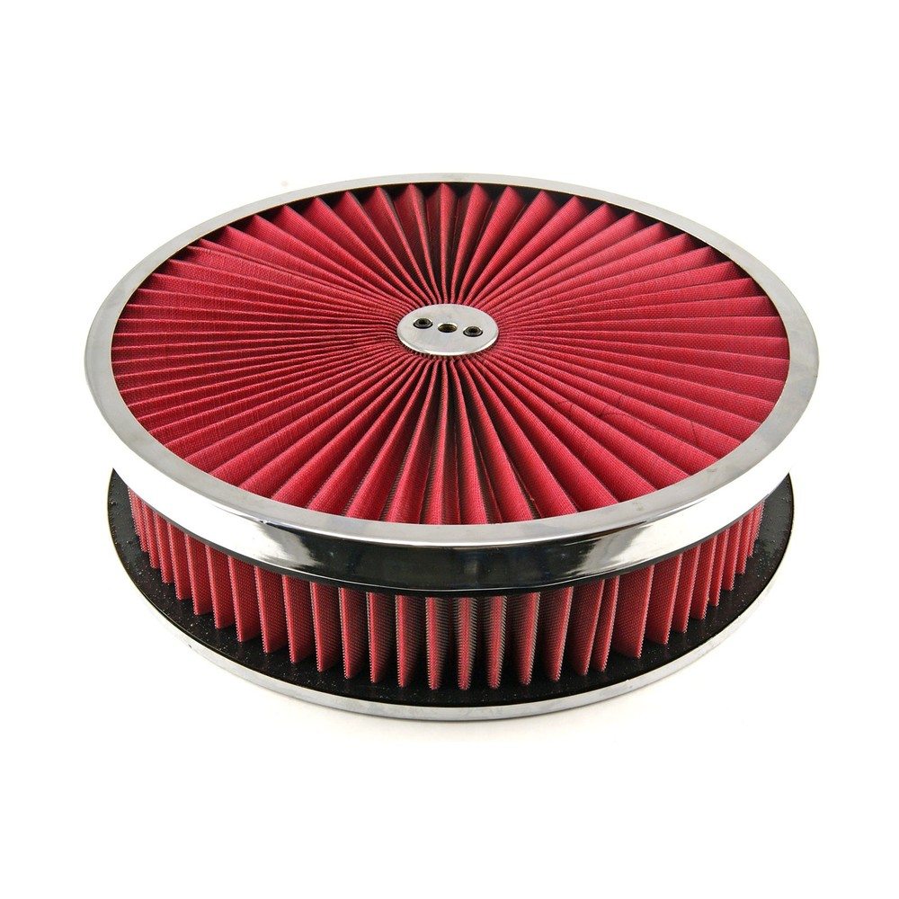 14" x 3" Washable Element Extreme Top w/Chrome Ring Flat Base Air Cleaner Kit