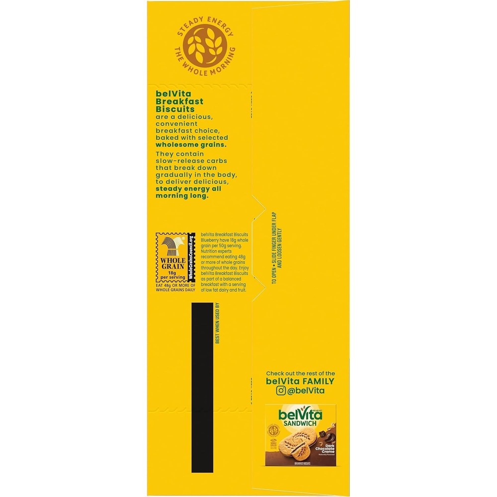 belVita Blueberry Breakfast Biscuits, Value Pack, 12 Packs (4 Biscuits Per Pack)