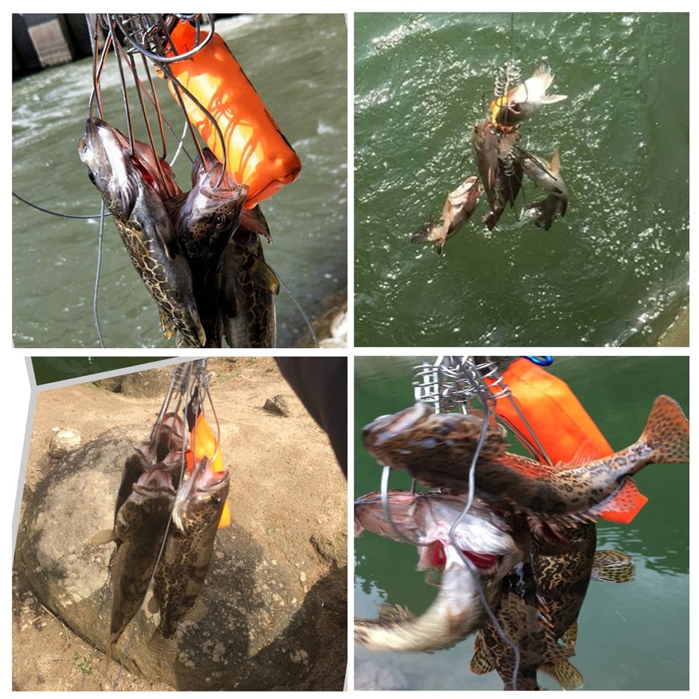 Stainless Steel Fish Stringer Clip with Float and Plastic Handle - Big 5m