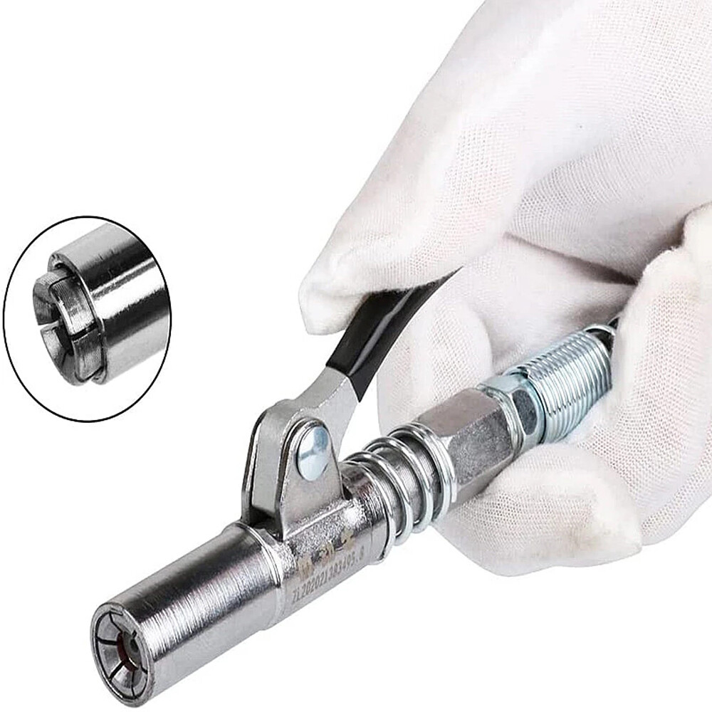 Professional Grease Gun Coupler Quick Release Lock Oil Inject Nozzle High PSI