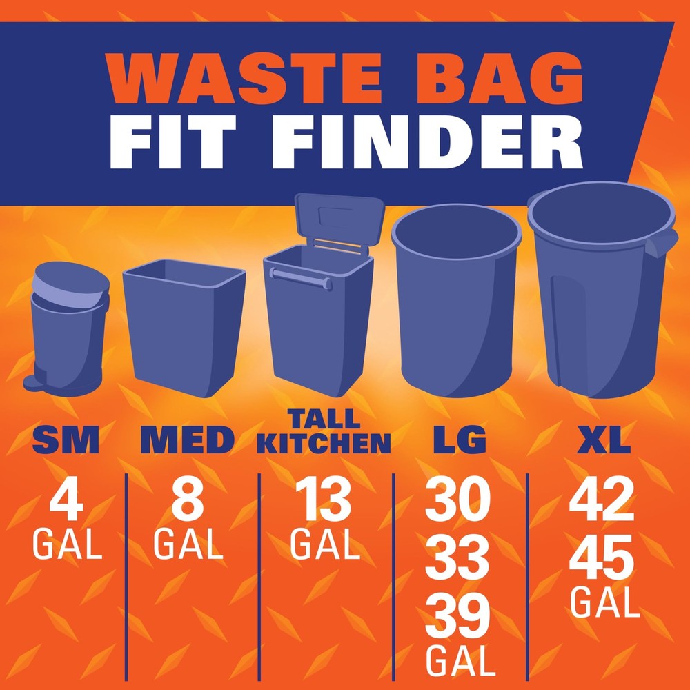 Hefty Strong Large Multipurpose Trash Bags, Unscented, 30 Gallon, 56 Count