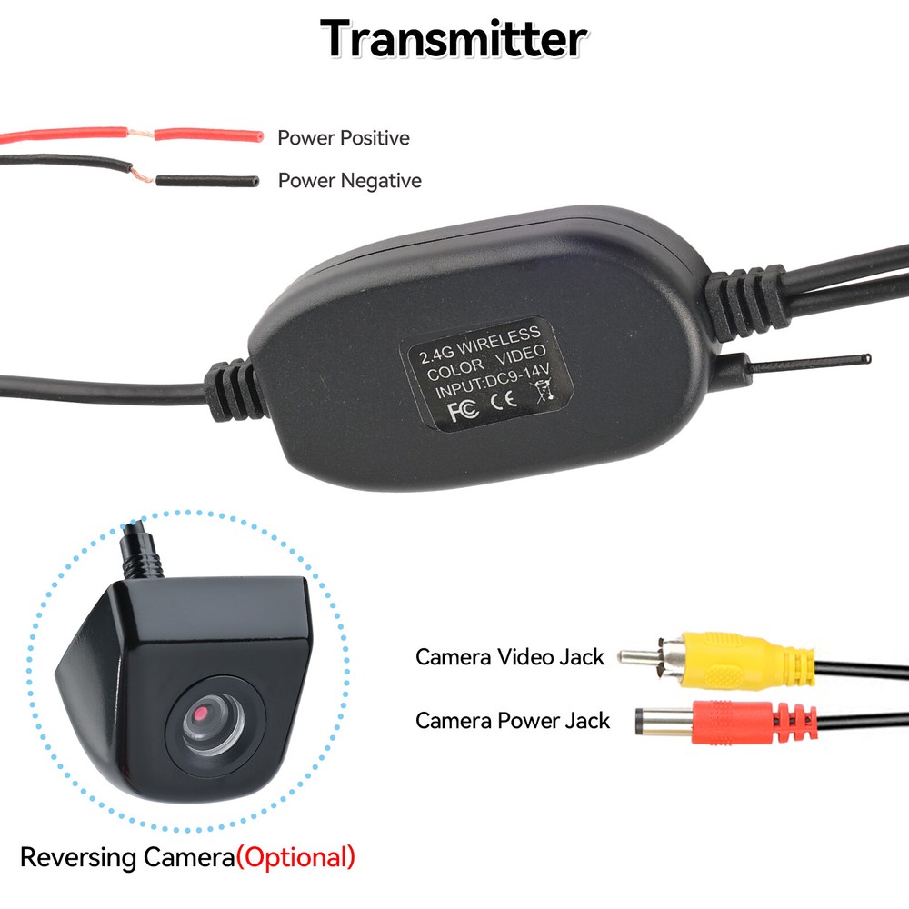 2.4G Wireless Rear Video Transmitter Receiver For Reverse parking Backup Camera-